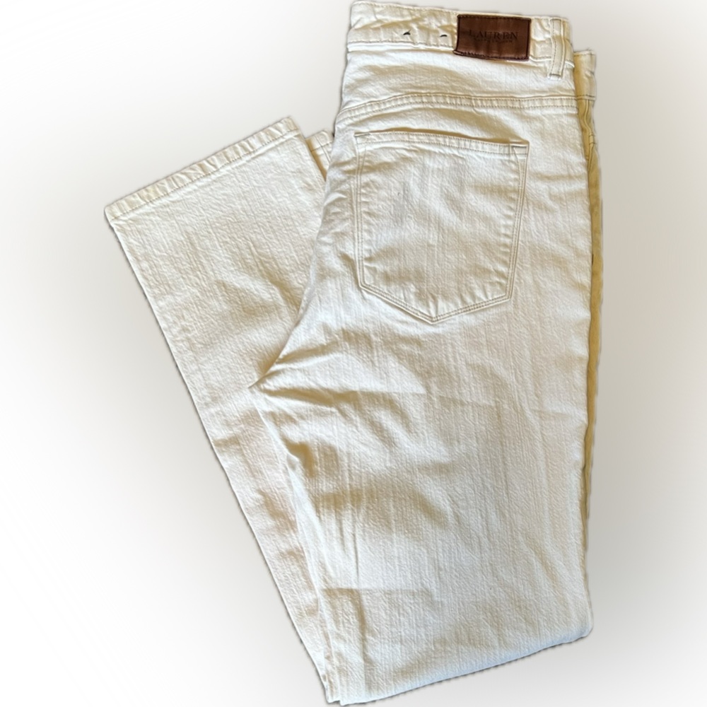 Lauren Ralph Lauren Jeans Womans Size 14 White Straight Leg High Rise Denim